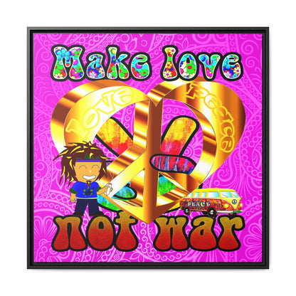 love peace - framed canvas art (pink swirl)