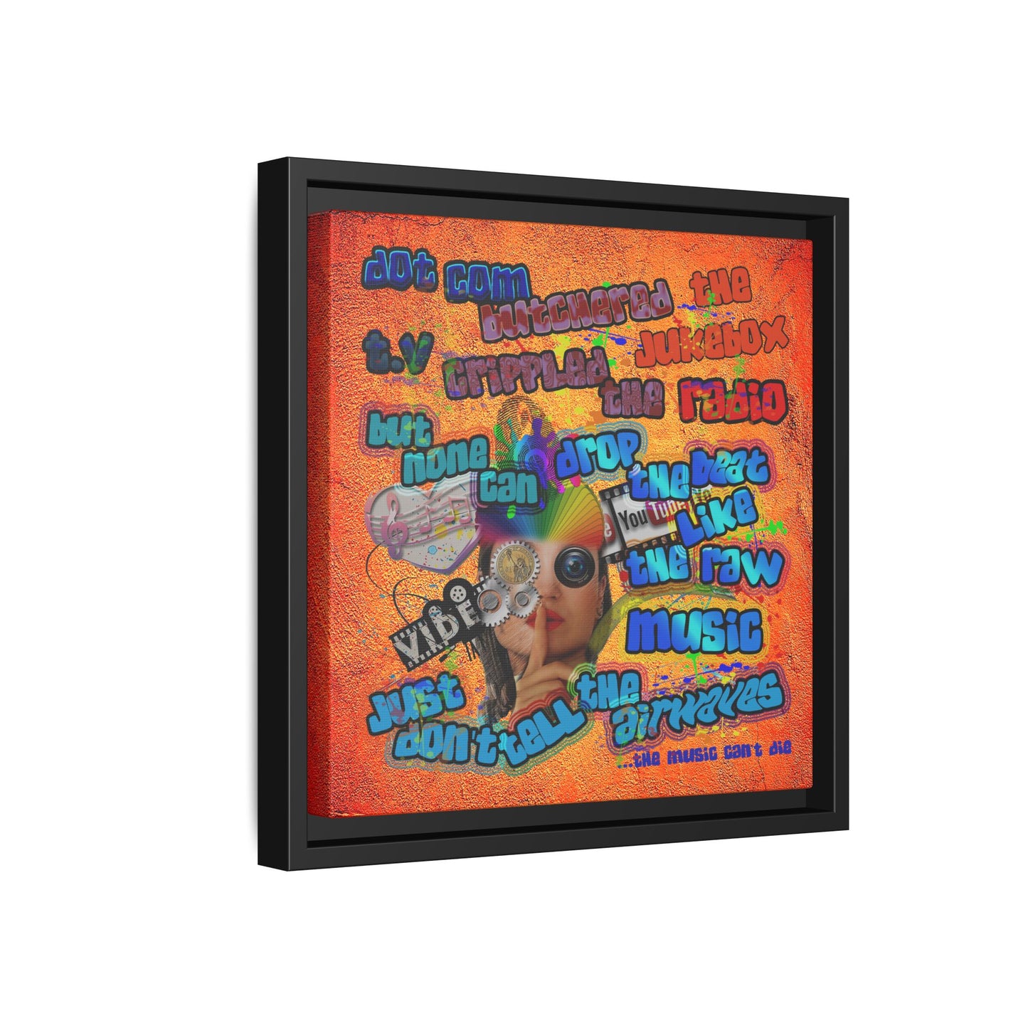 drop the beat - framed canvas art (burnt orange)