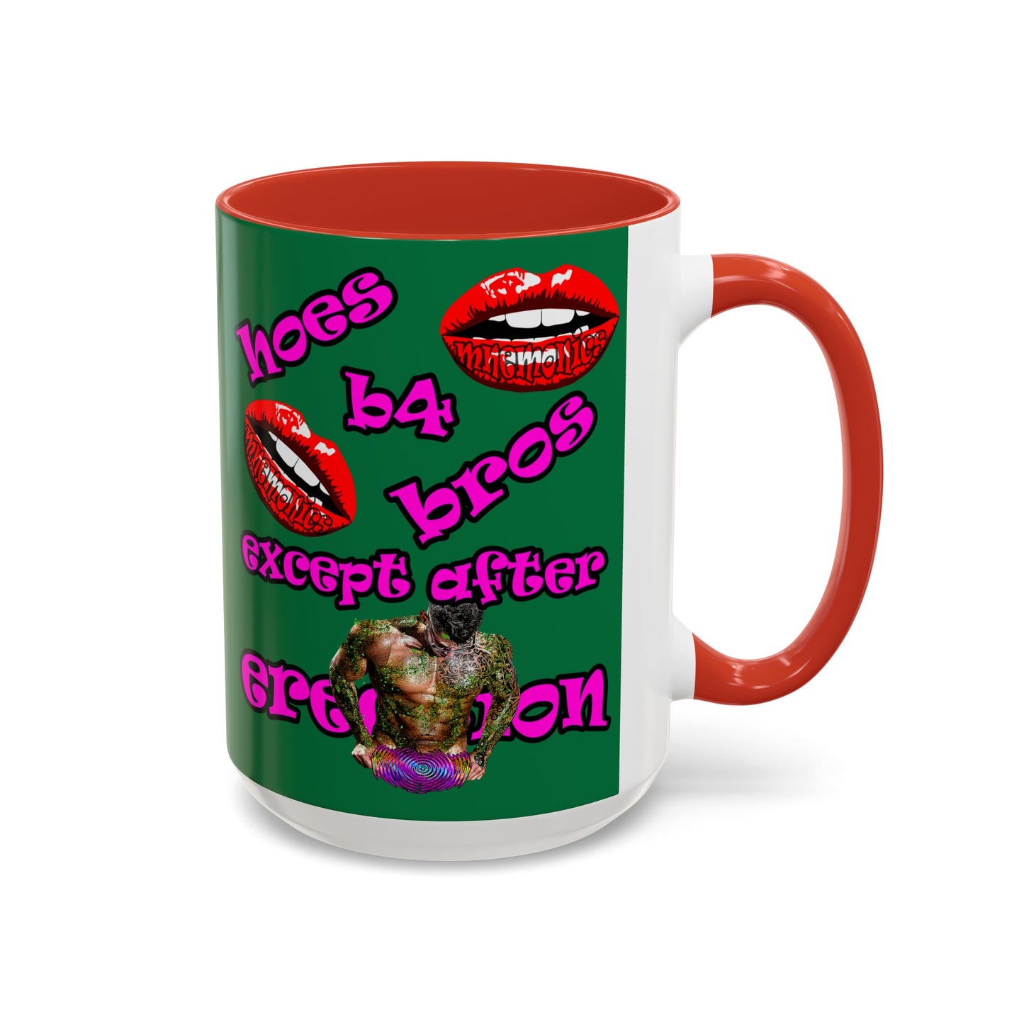 hoes b4 bros - Accent Mug (dark green)