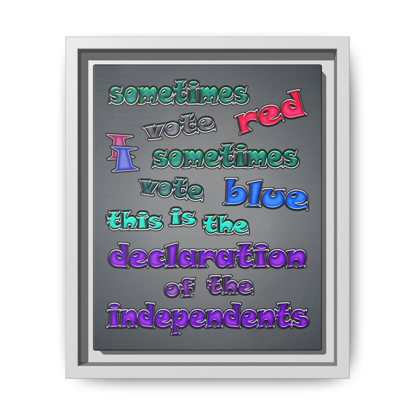 declaration of the independents - framed canvas art (grey-light grey)