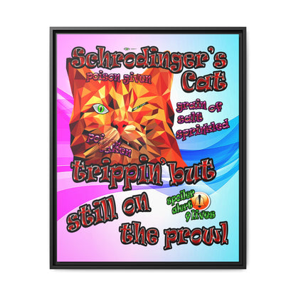 schrodinger's cat - framed canvas art (light blue-pink wave)