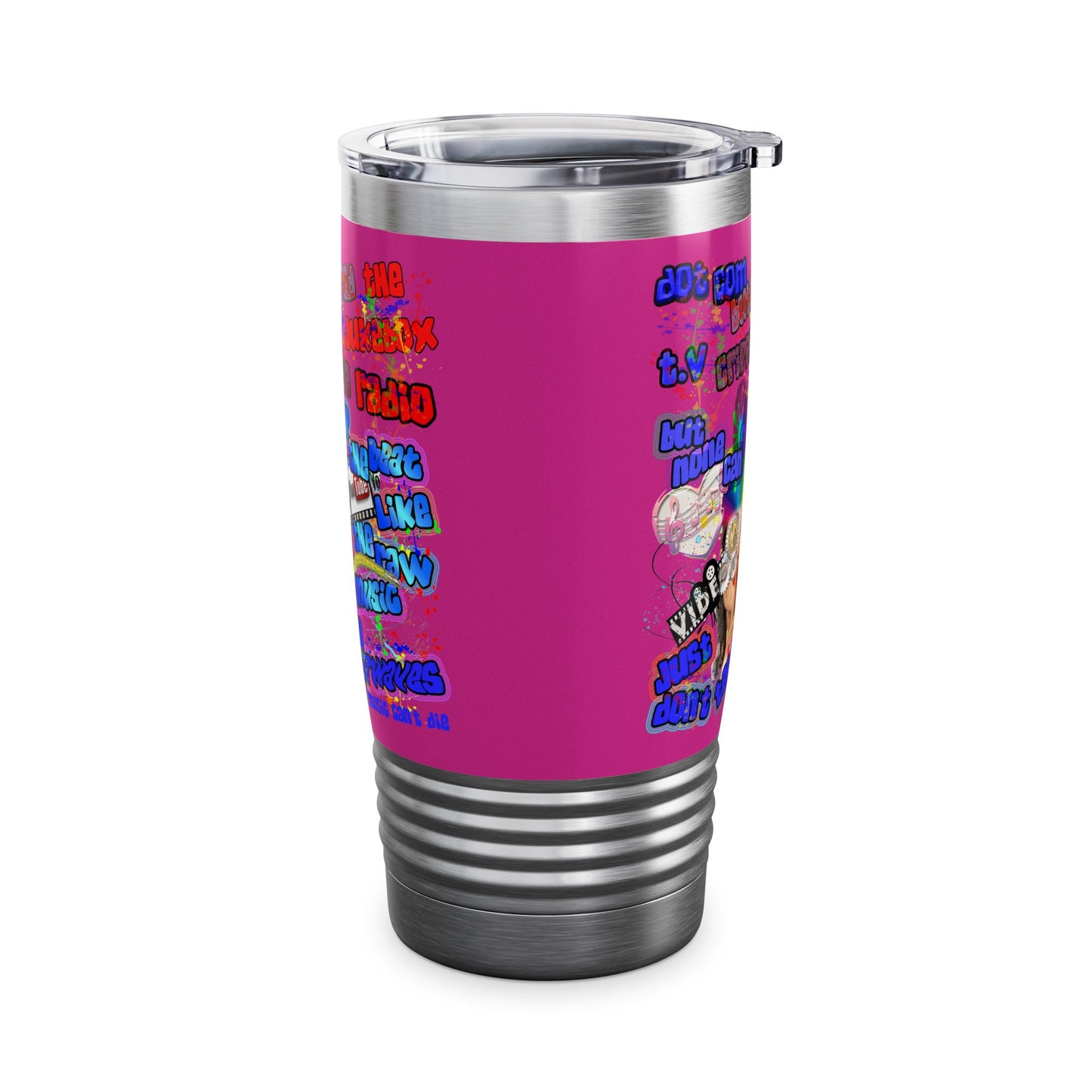 drop the beat - Ringneck Tumbler, 20oz (pink)