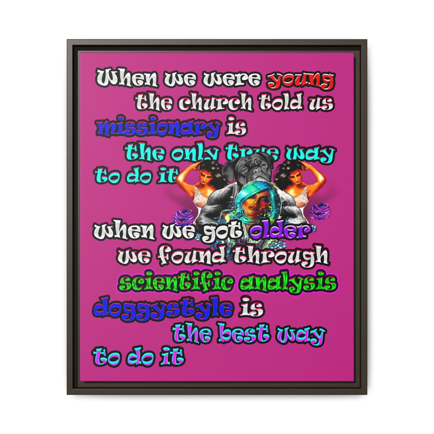 doggystyle - framed canvas art (pink)