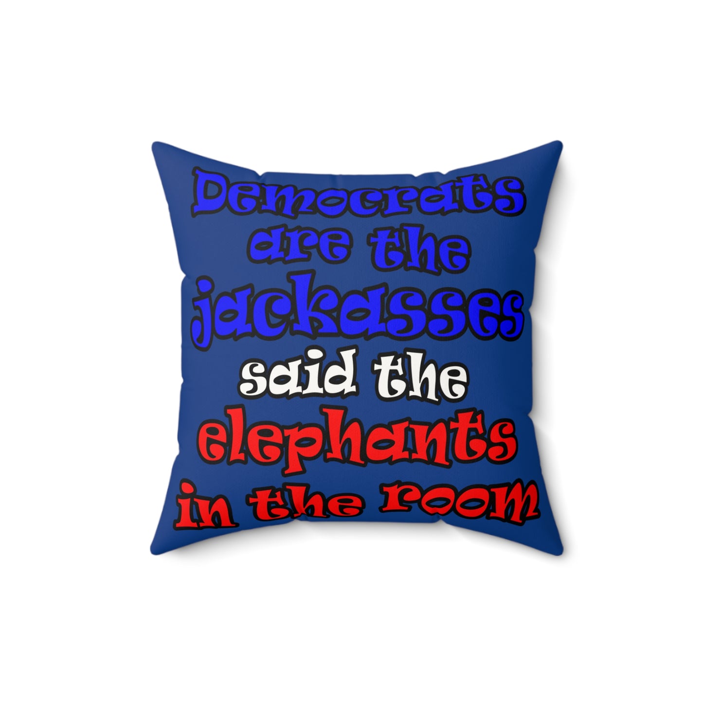 donkeys and elephants - Faux Suede Square Pillow - (dark blue)