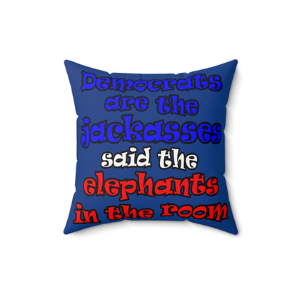 donkeys and elephants - Faux Suede Square Pillow - (dark blue)