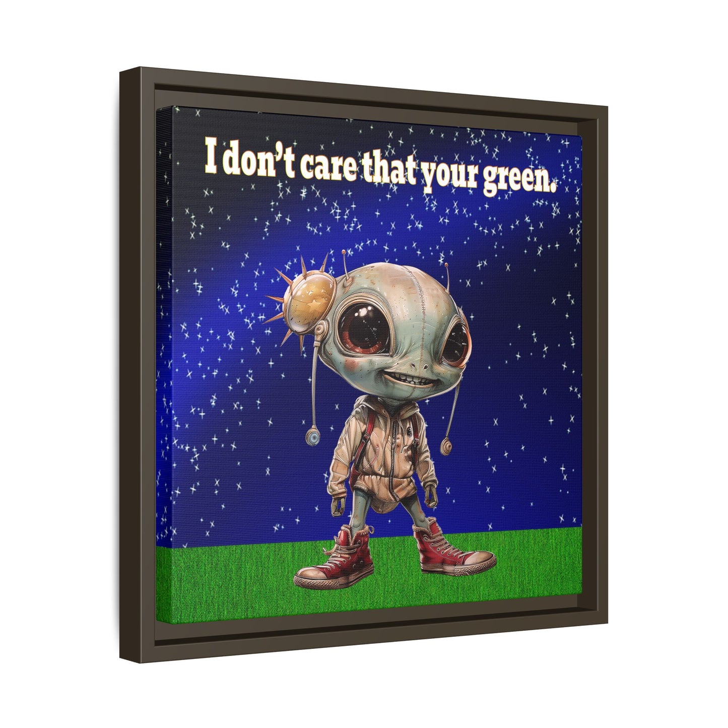 I don't care that your green - framed canvas art ('snoops' background)