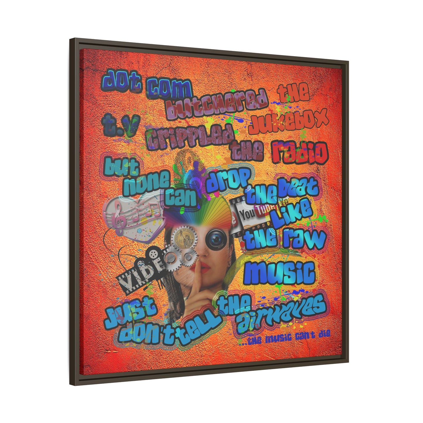 drop the beat - framed canvas art (burnt orange)