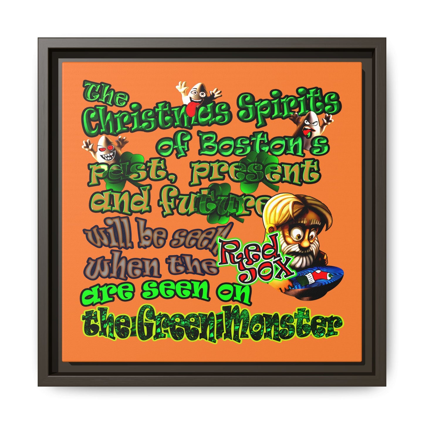 christmas spirits of boston - framed canvas art (crusta)