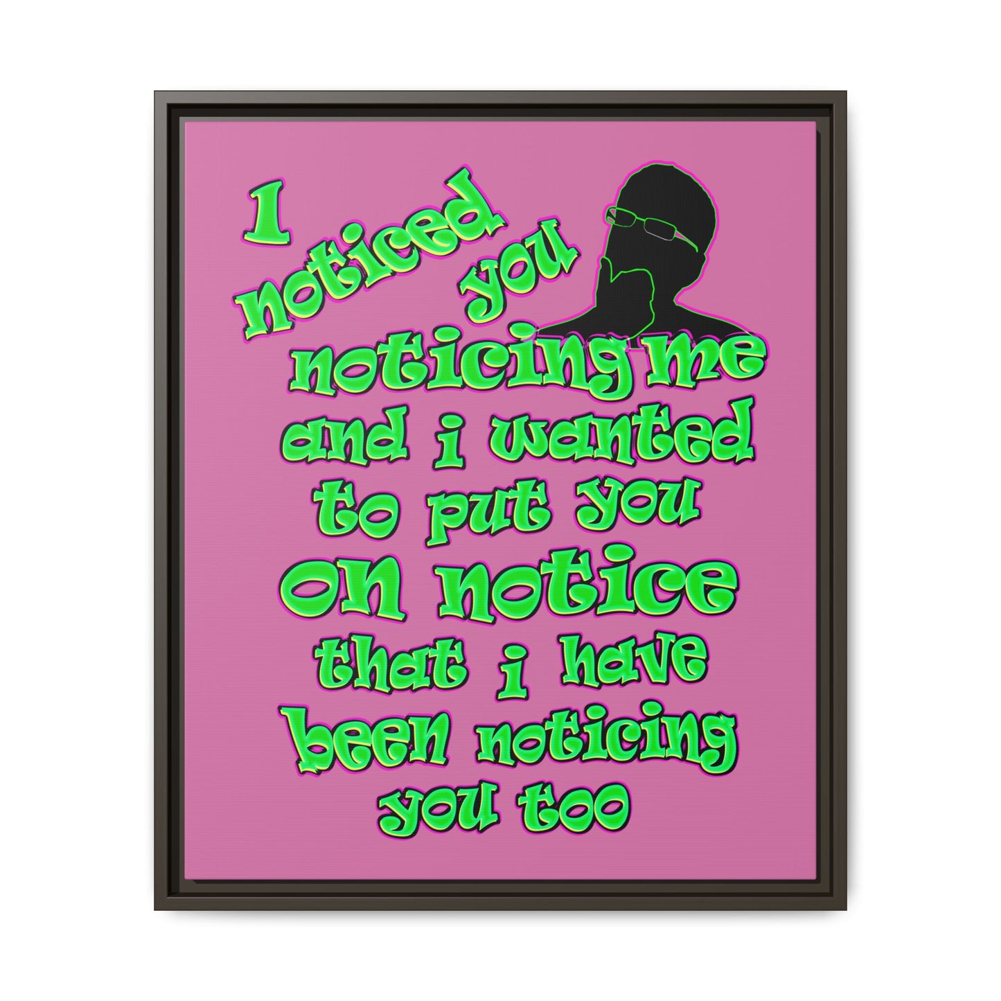 noticed you noticing - framed canvas art (light pink)