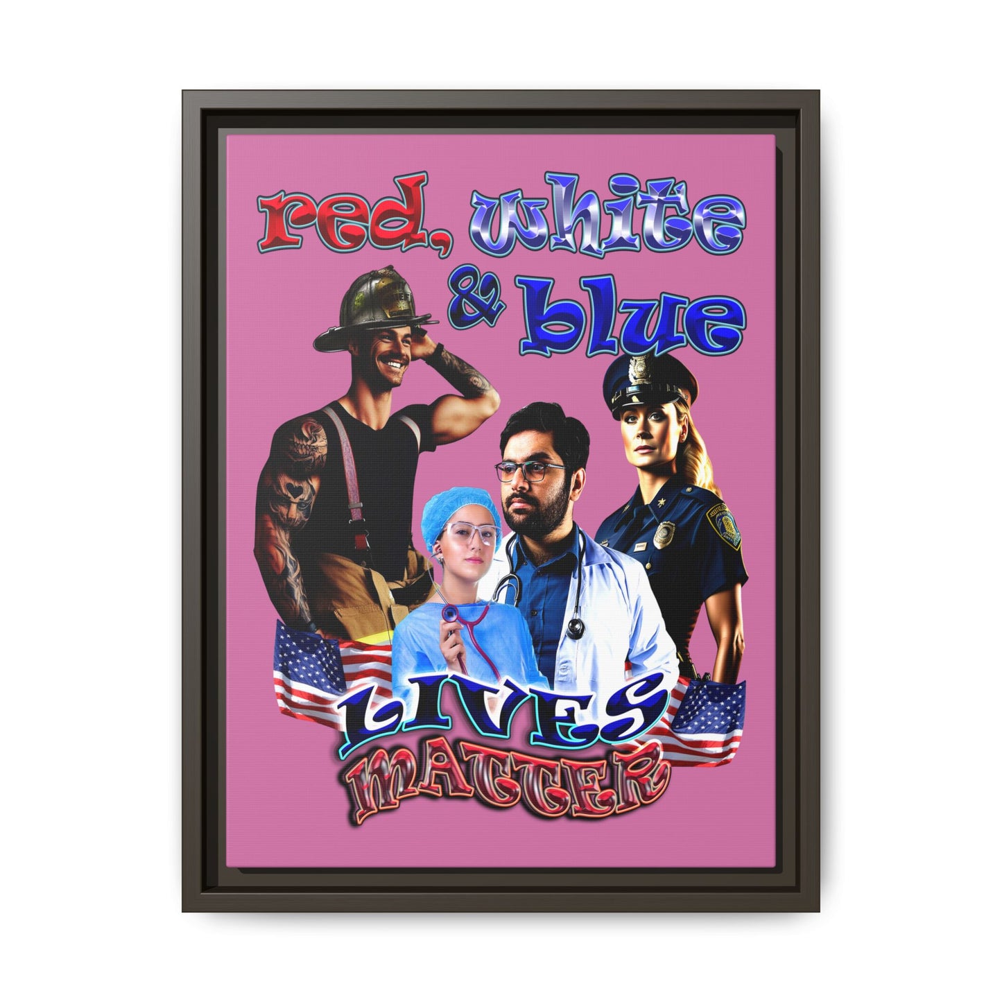rw&b lives matter - framed canvas art (light pink)