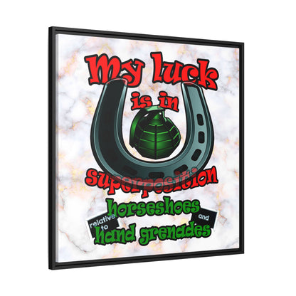 my luck - framed canvas art (white marble)