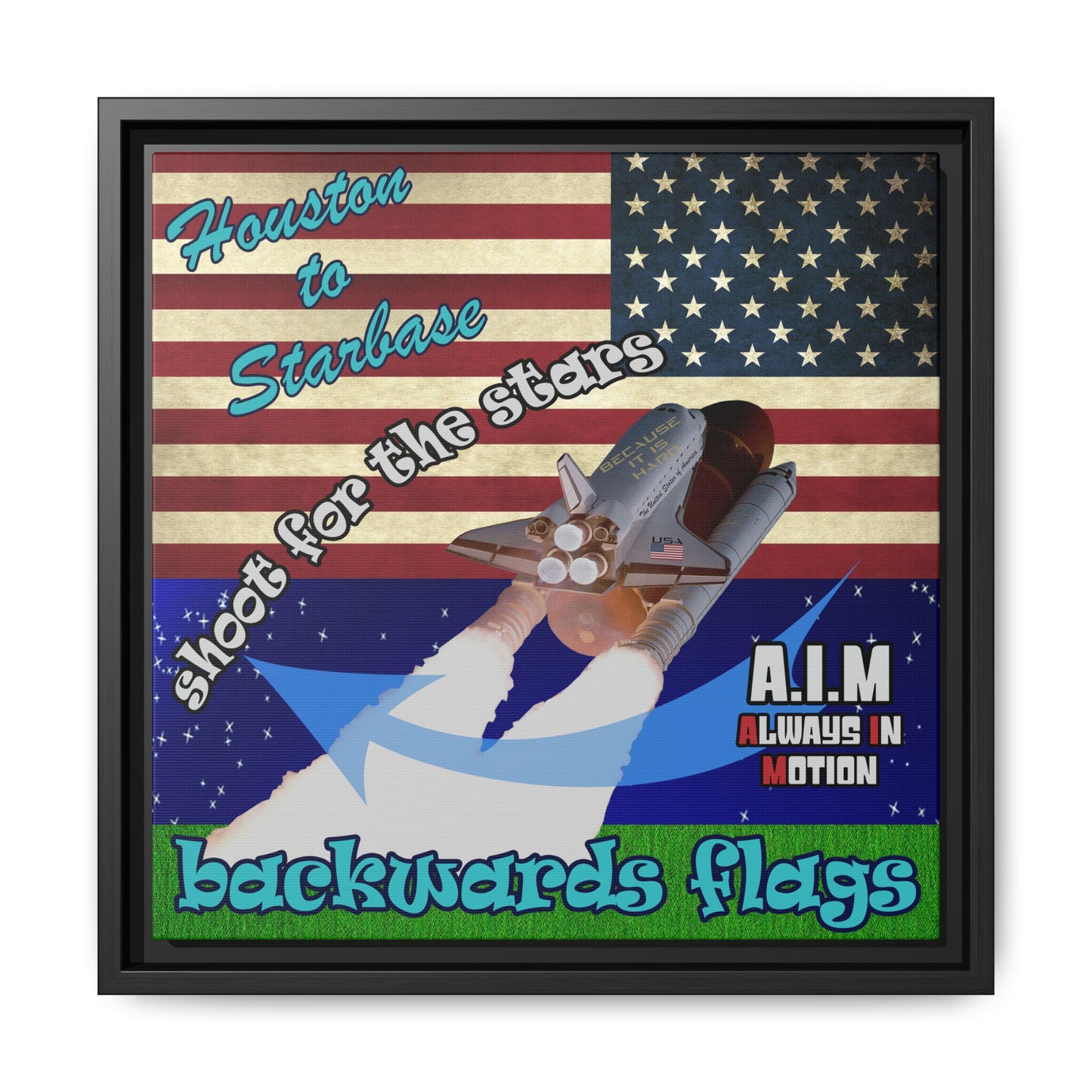 shoot for the stars - framed canvas art ('snoops' background)