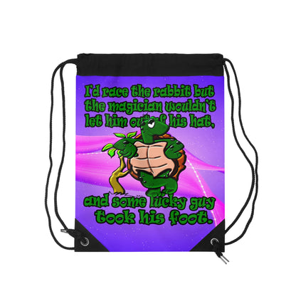 turtle race - Drawstring Bag (purple-pink wave)
