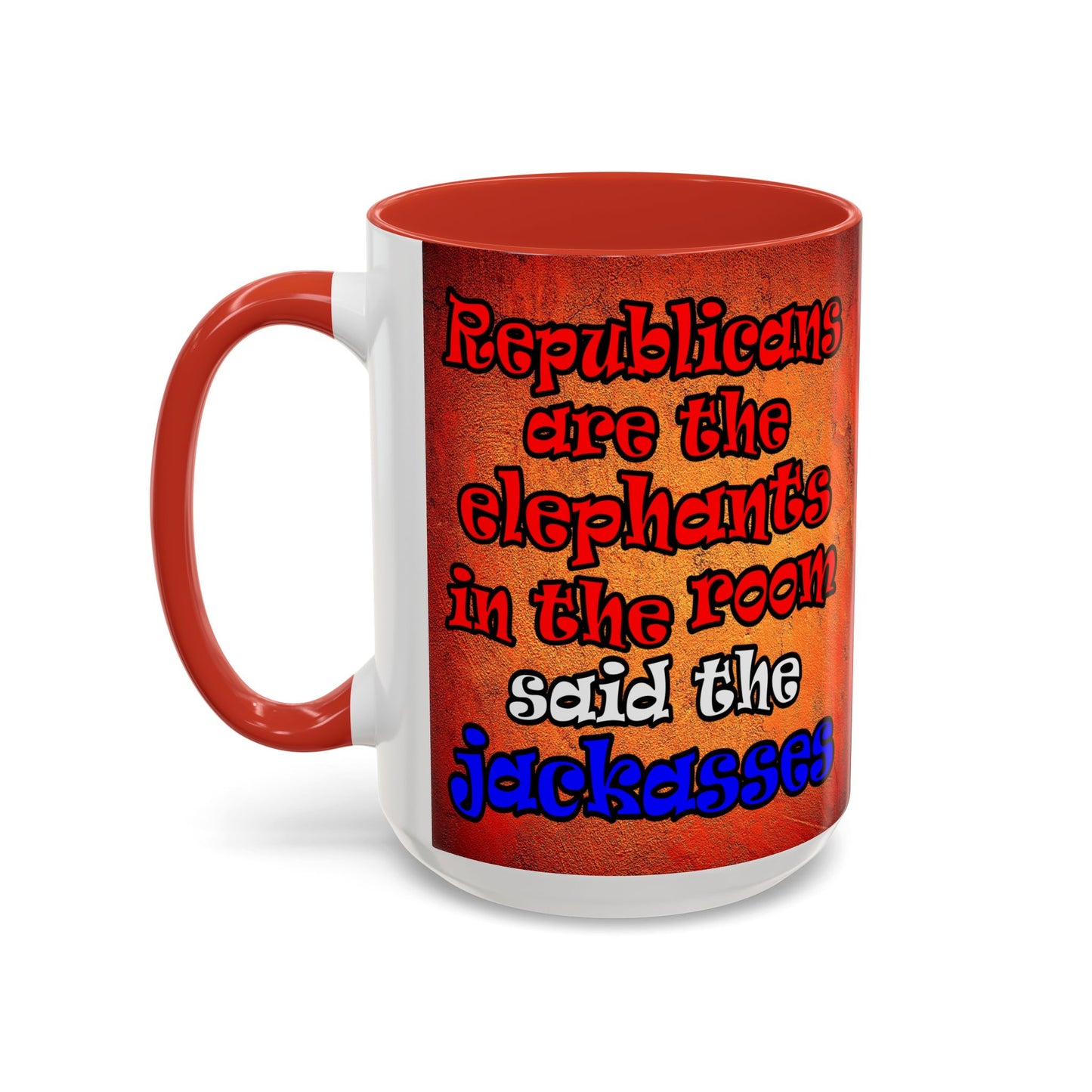 donkeys and elephants - Accent Mug (burnt orange)