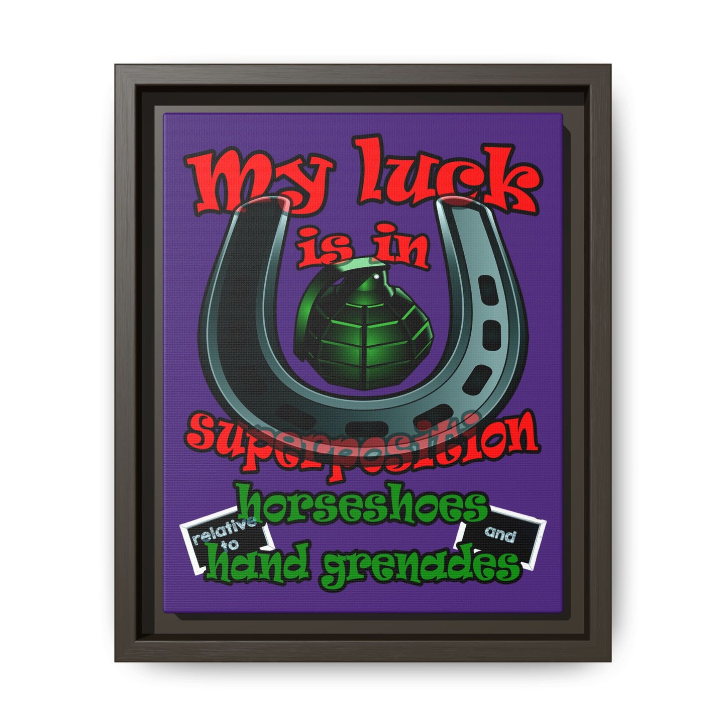 my luck - framed canvas art (purple)