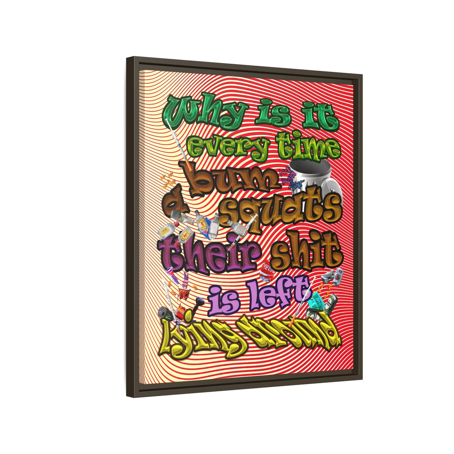 the bum's shit - framed canvas art (yellow-orange wave)