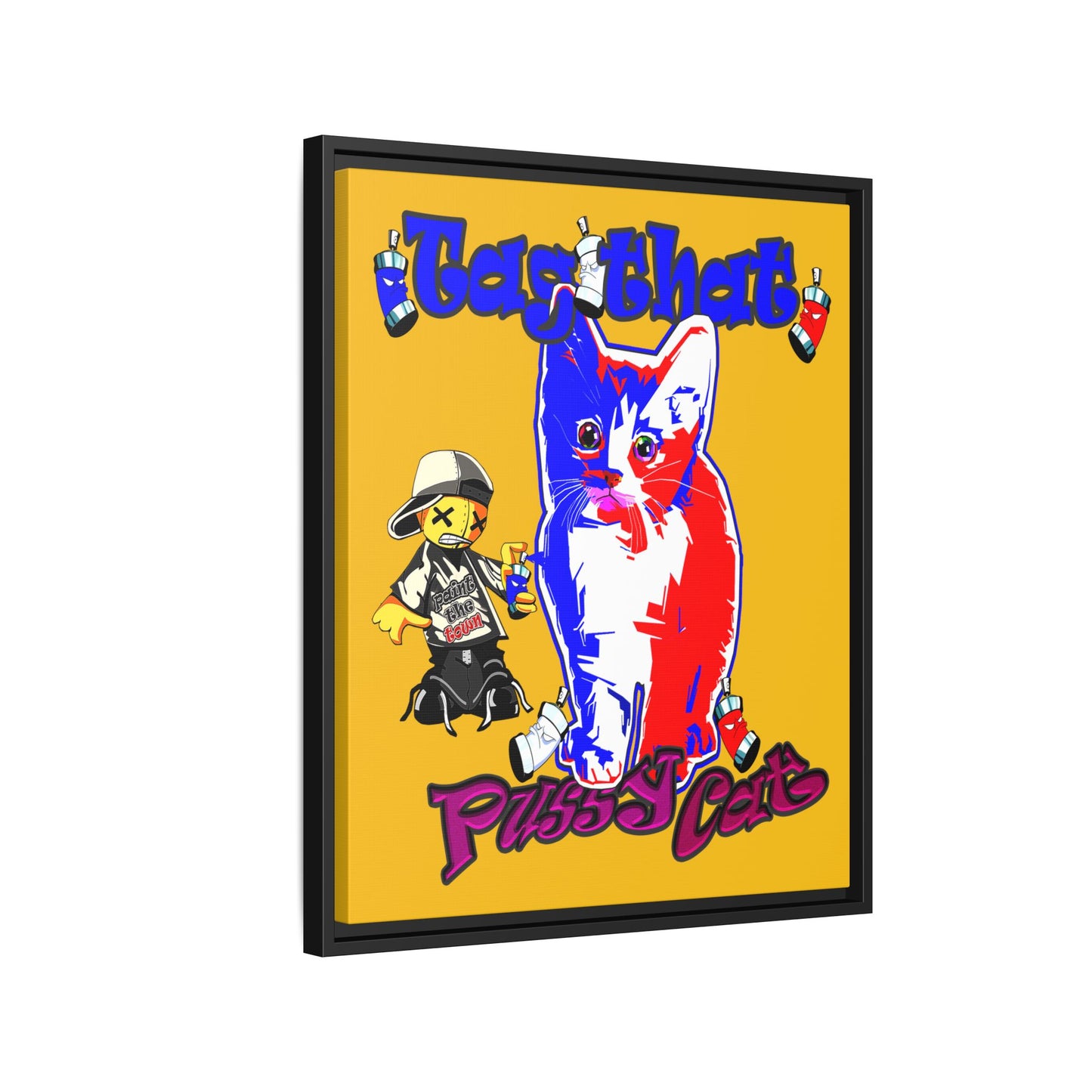 tag that - framed canvas art (yellow)