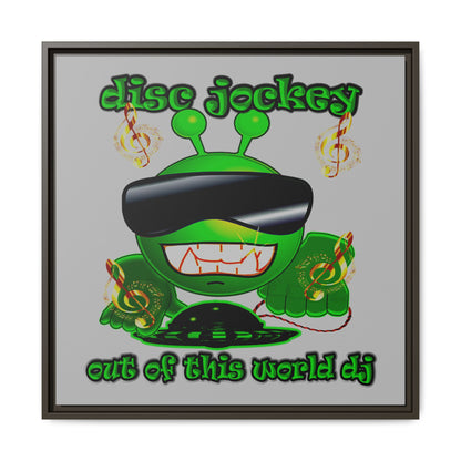 disc jockey - framed canvas art (light grey)