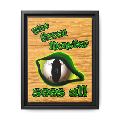 green monster - framed canvas art (butterscotch wood finish)