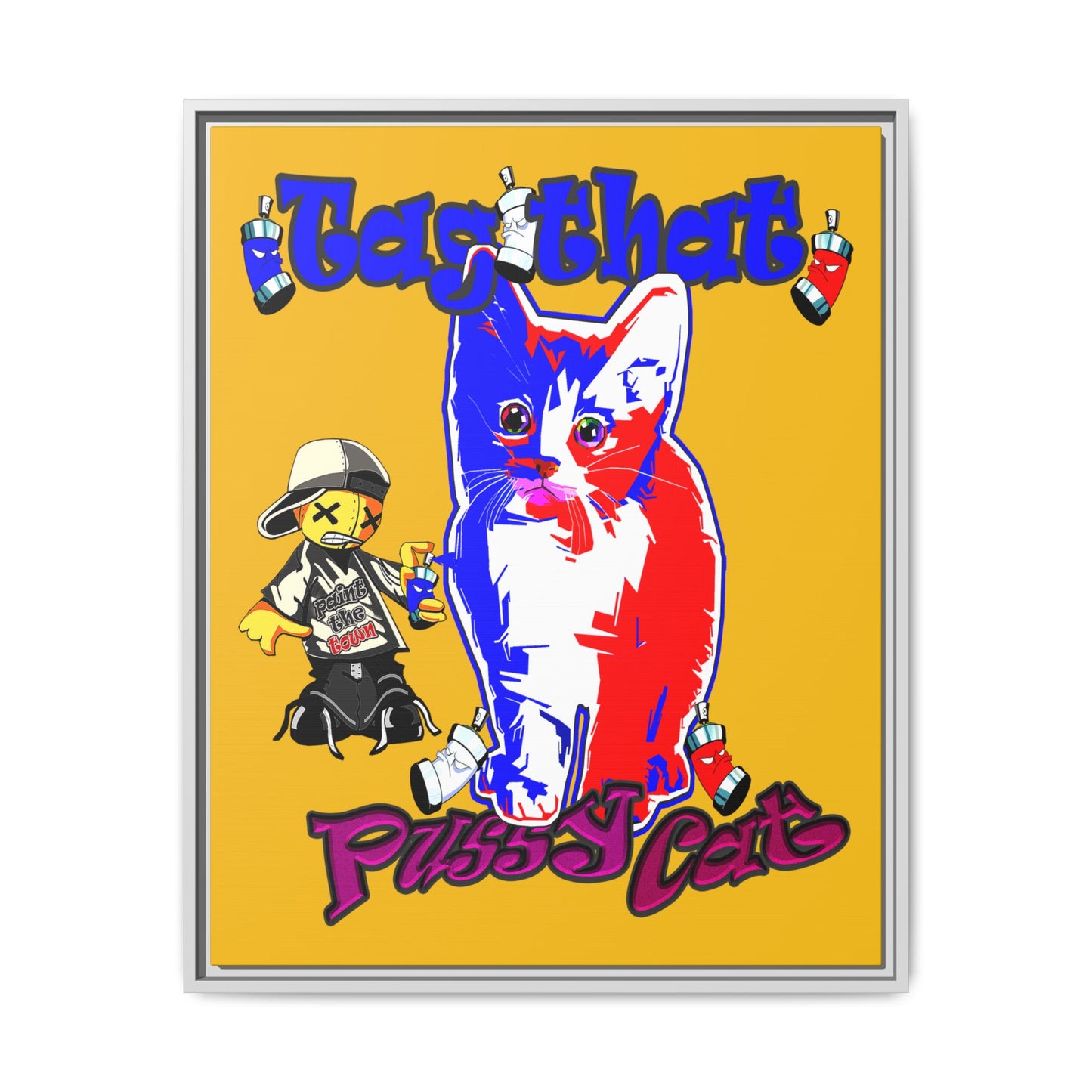 tag that - framed canvas art (yellow)