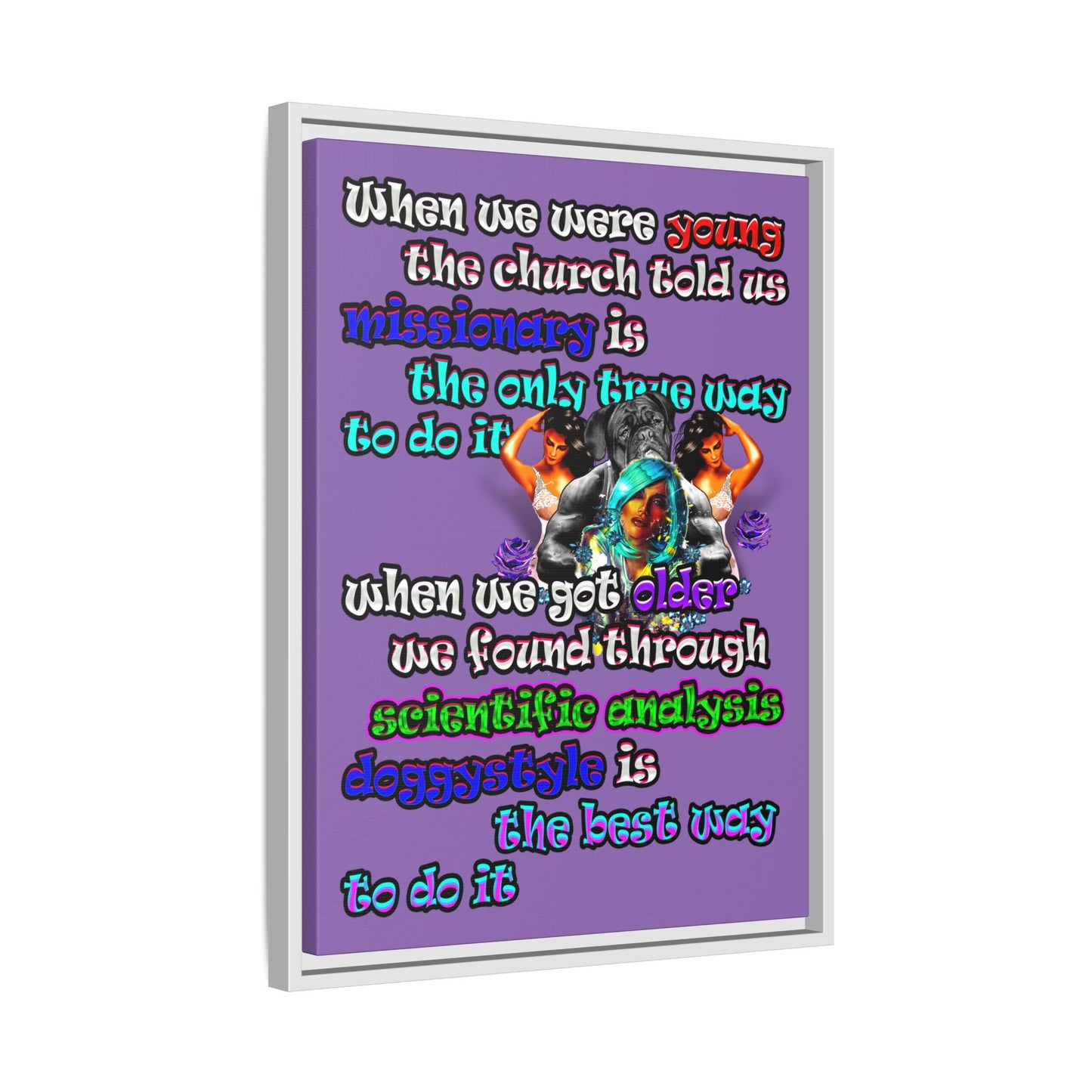 doggystyle - framed canvas art (light purple)