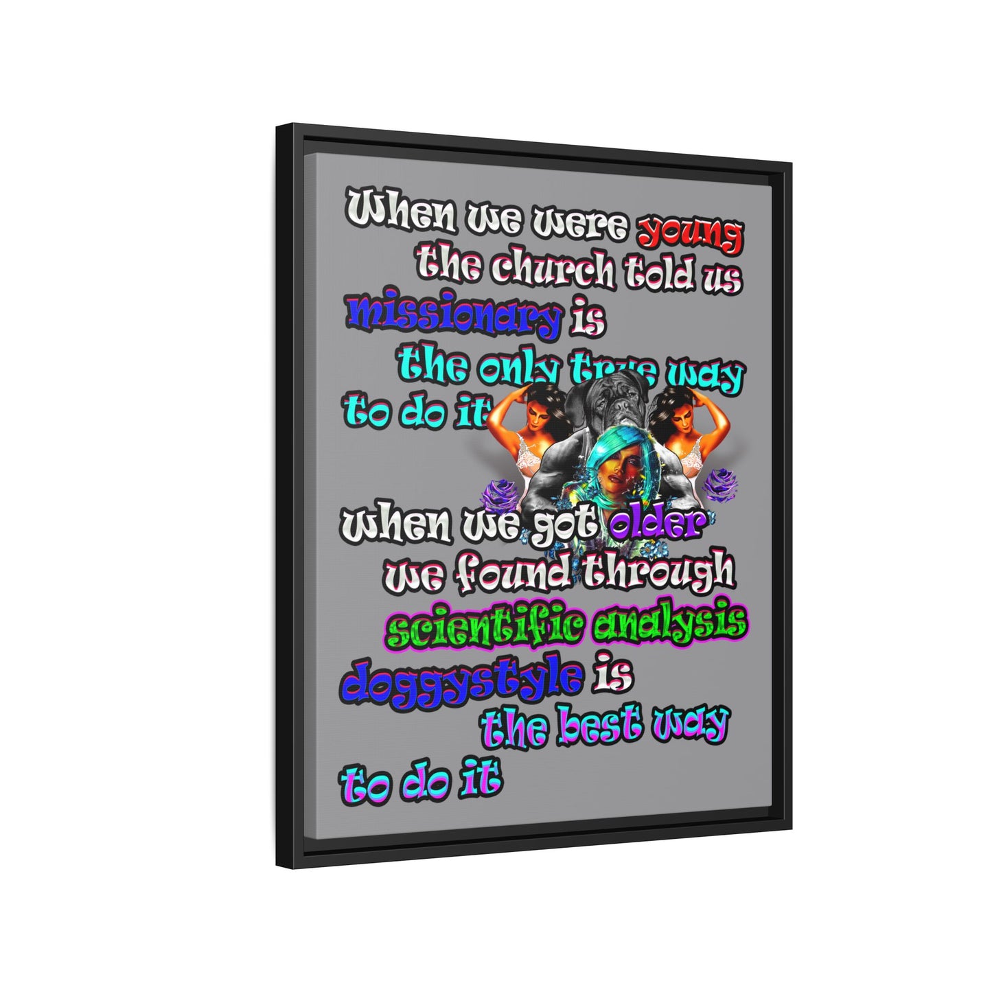 doggystyle - framed canvas art (grey)