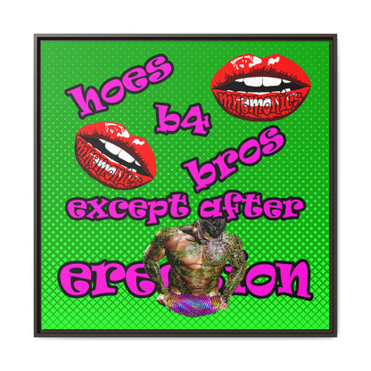 hoes b4 bros - framed canvas art (logo green)