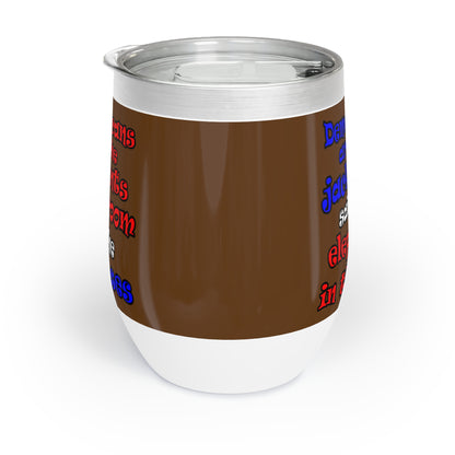 donkeys and elephants - Chill Wine Tumbler (brown)