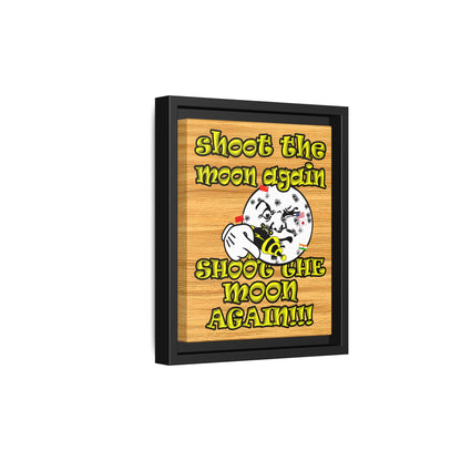 shoot the moon again - framed canvas art (butterscotch wood finish)