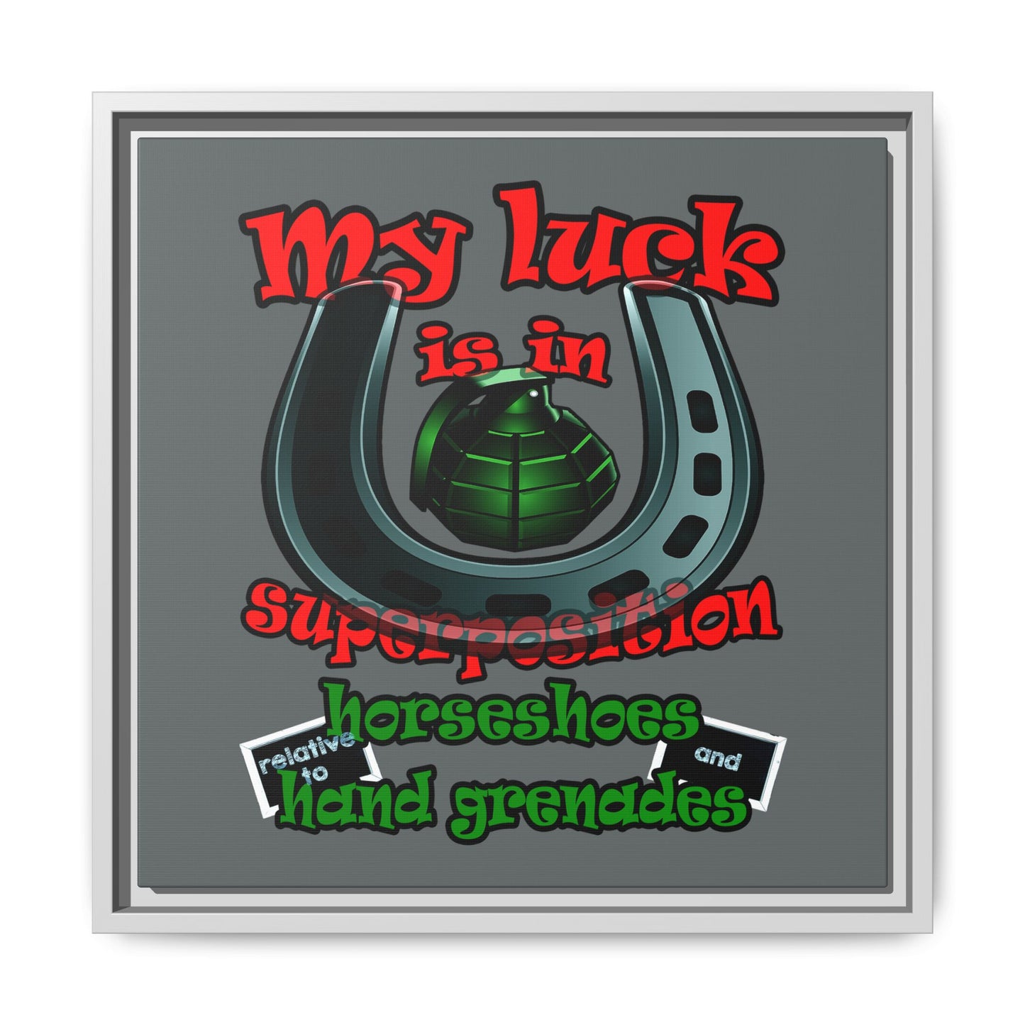 my luck - framed canvas art (dark grey)