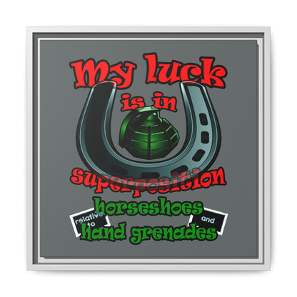 my luck - framed canvas art (dark grey)