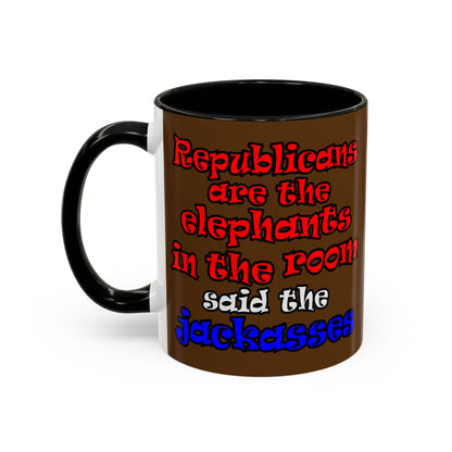 donkeys and elephants - Accent Mug (brown)