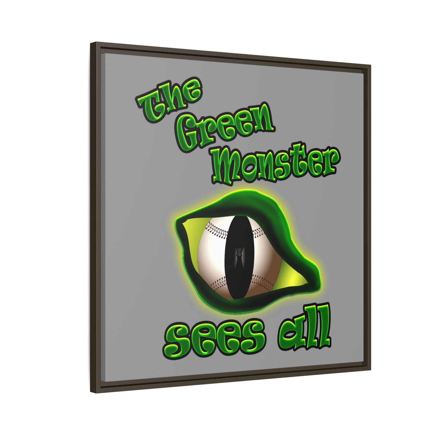 green monster - framed canvas art (grey)