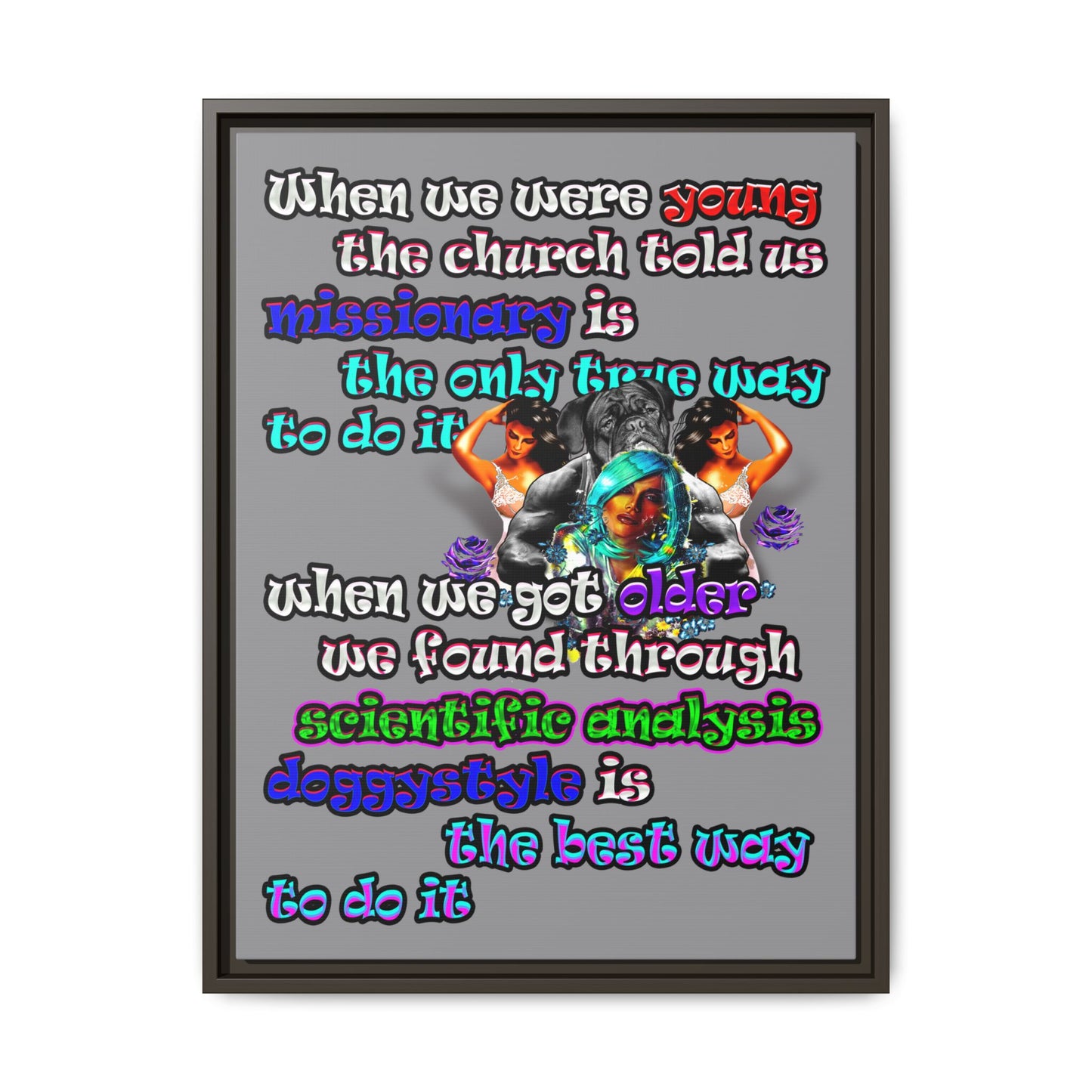 doggystyle - framed canvas art (grey)