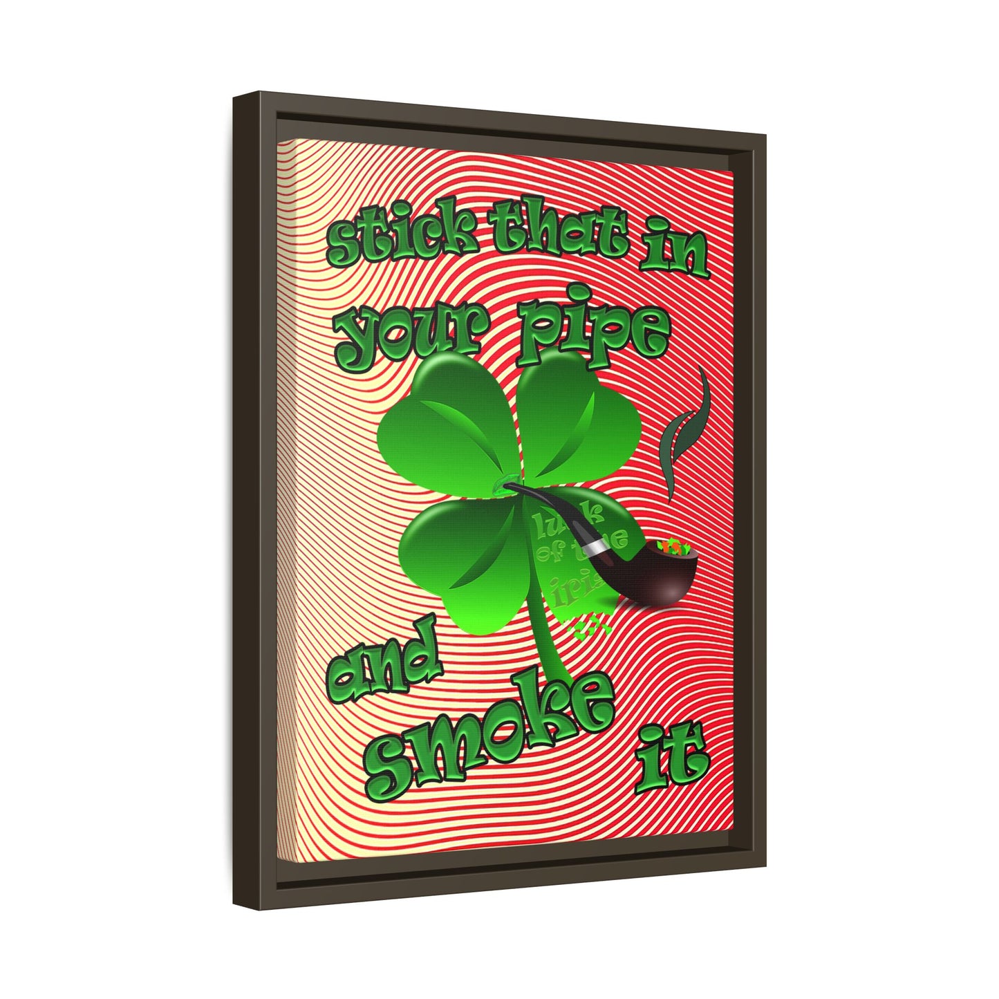 stick that in your pipe and smoke it - framed canvas art (yellow-orange wave)