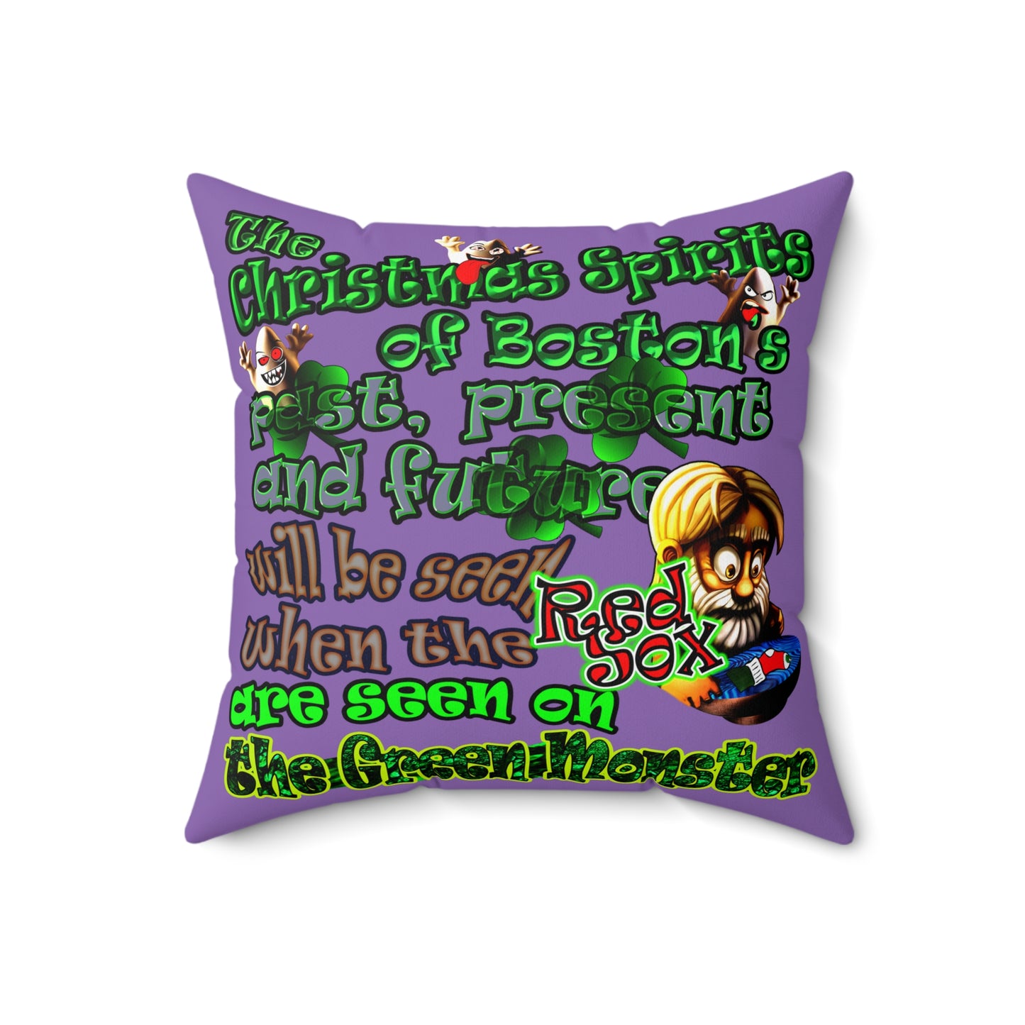 christmas spirits of boston - Spun Polyester Square Pillow - (light purple)