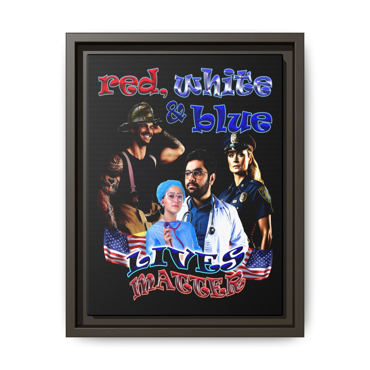 rw&b lives matter - framed canvas art (black)