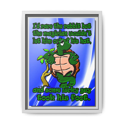 turtle race - framed canvas art (blue-white wave)
