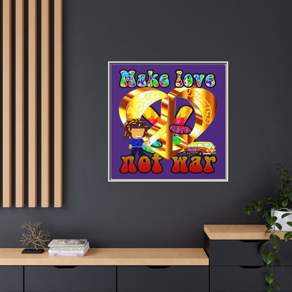 love peace - framed canvas art (purple)