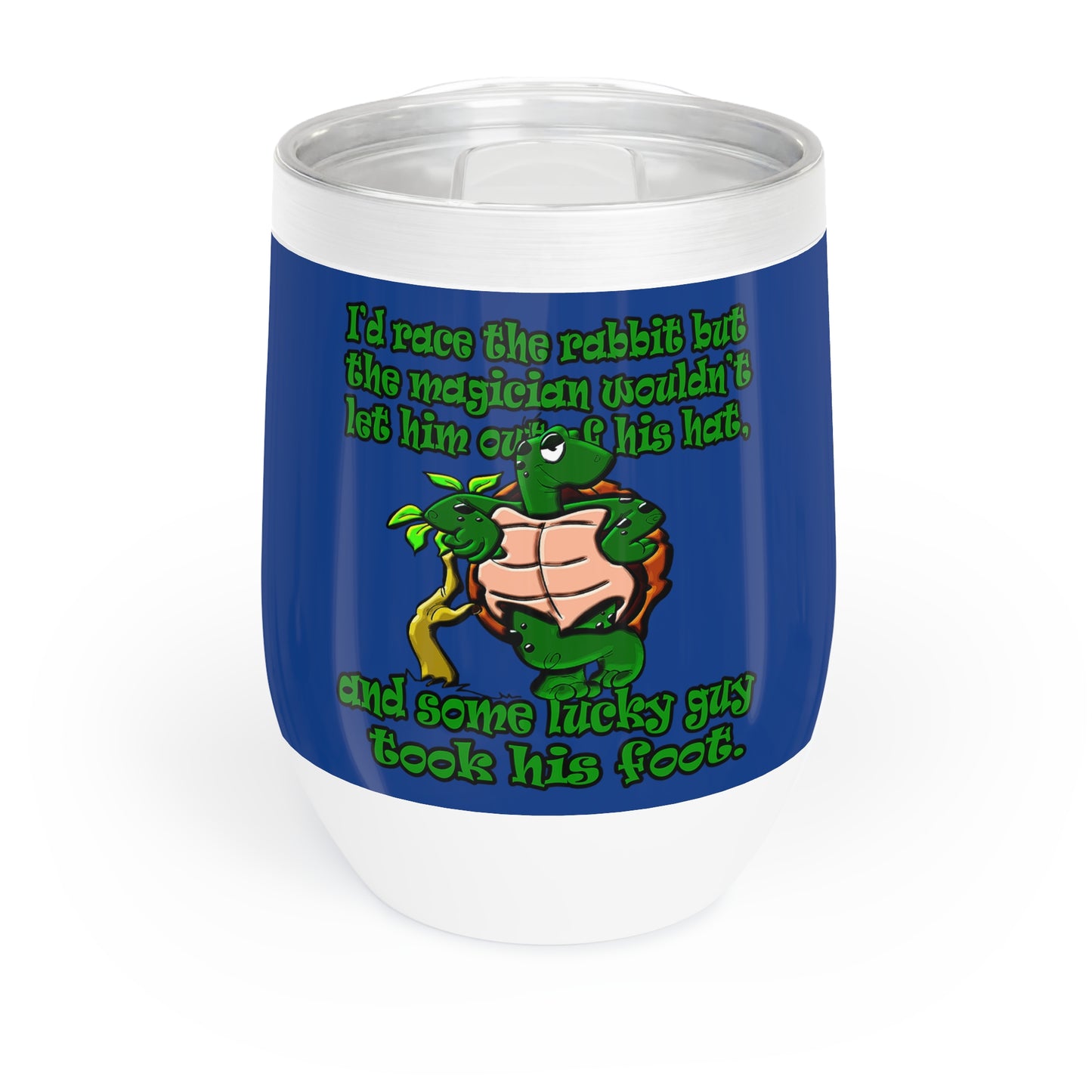 turtle race - Chill Wine Tumbler (dark blue)