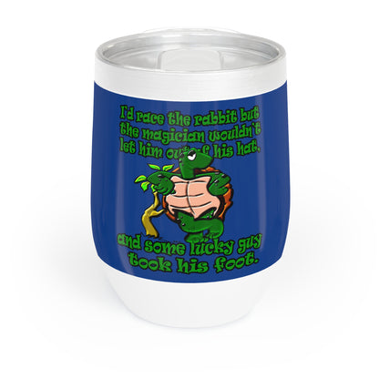 turtle race - Chill Wine Tumbler (dark blue)