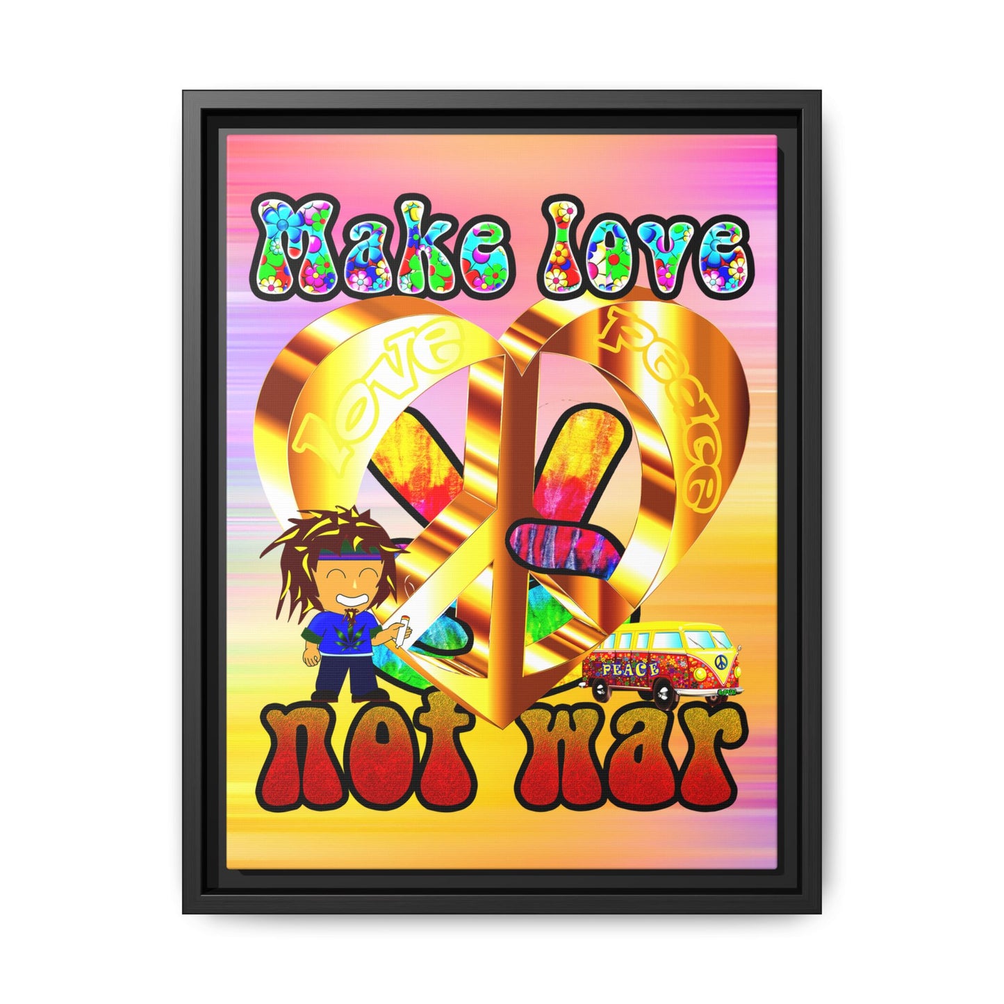love peace - framed canvas art (color blur)