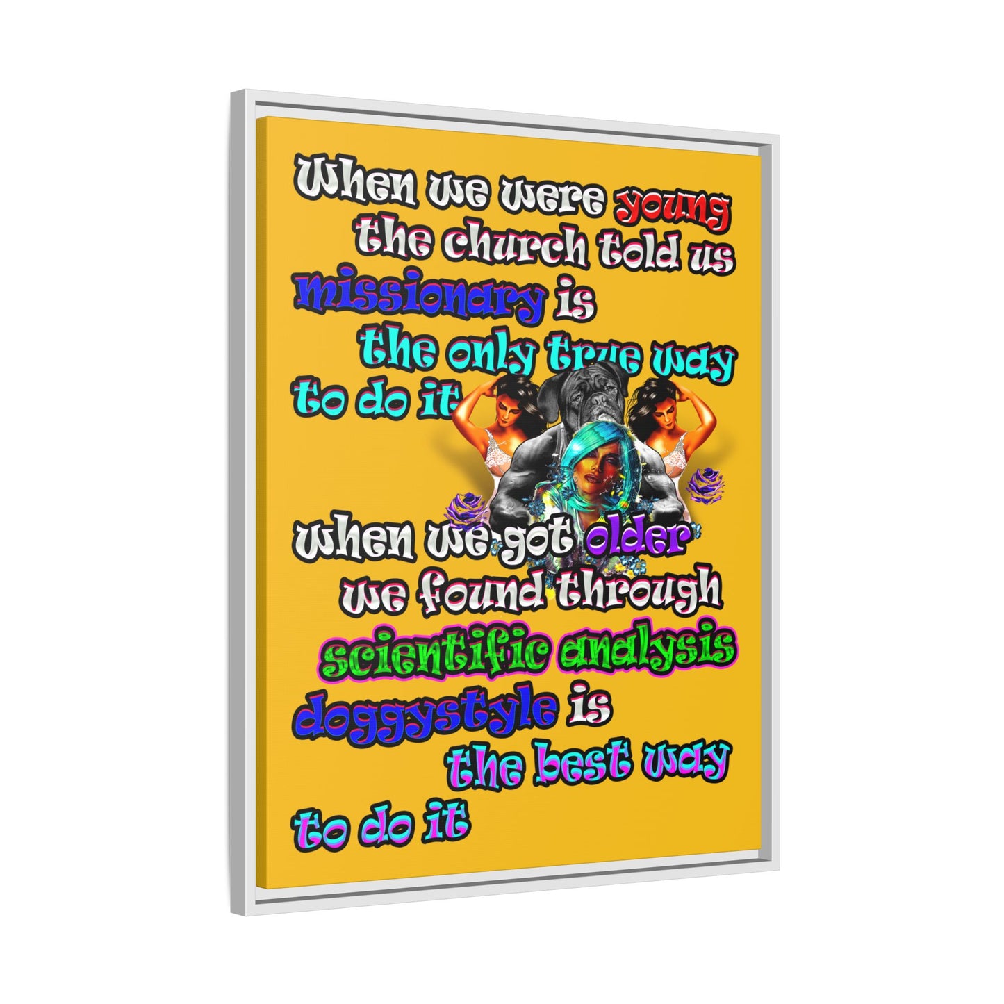 doggystyle - framed canvas art (yellow)