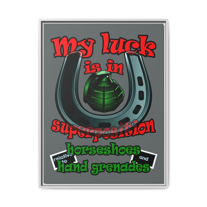 my luck - framed canvas art (dark grey)