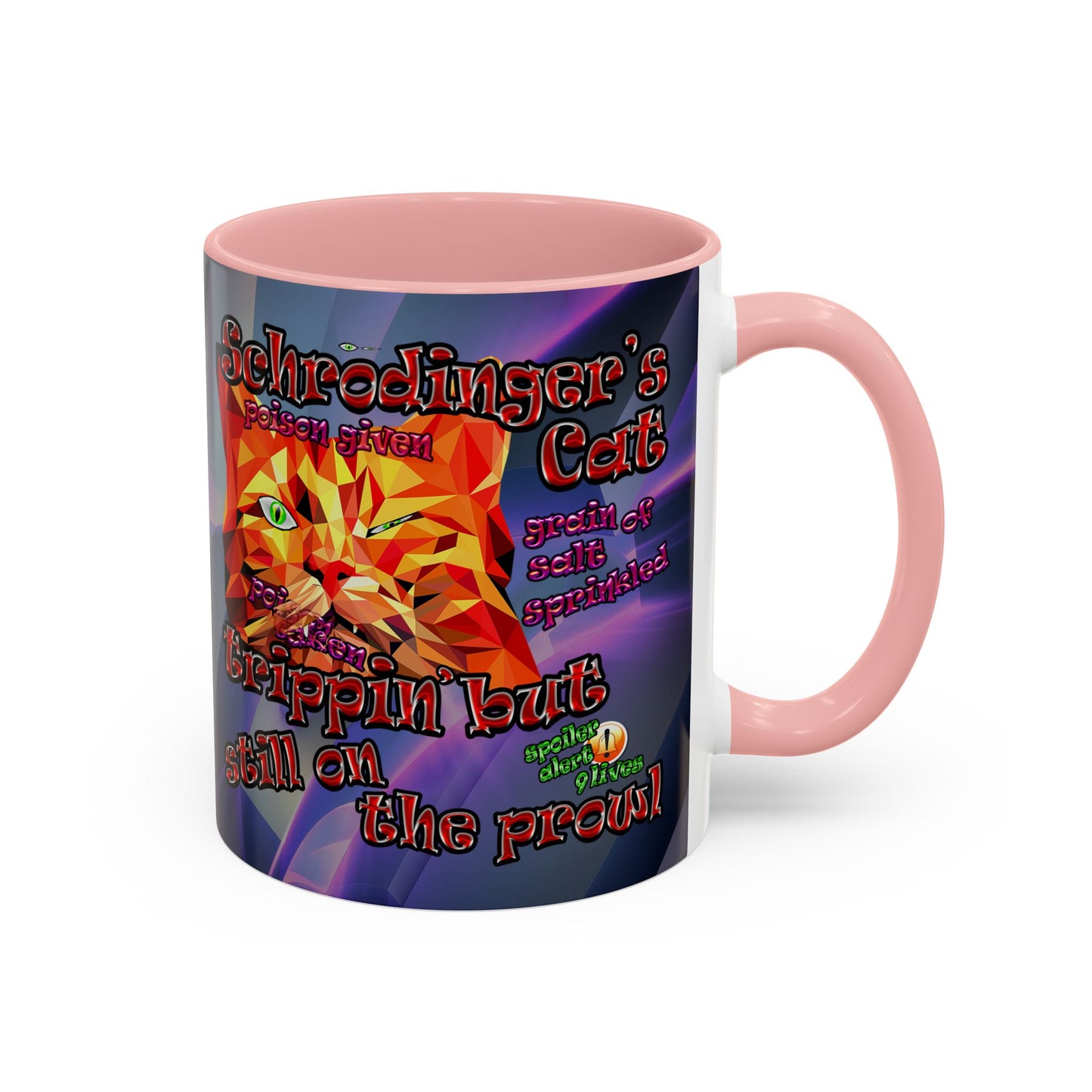 schrodinger's cat - Accent Mug (grey-pink wave)