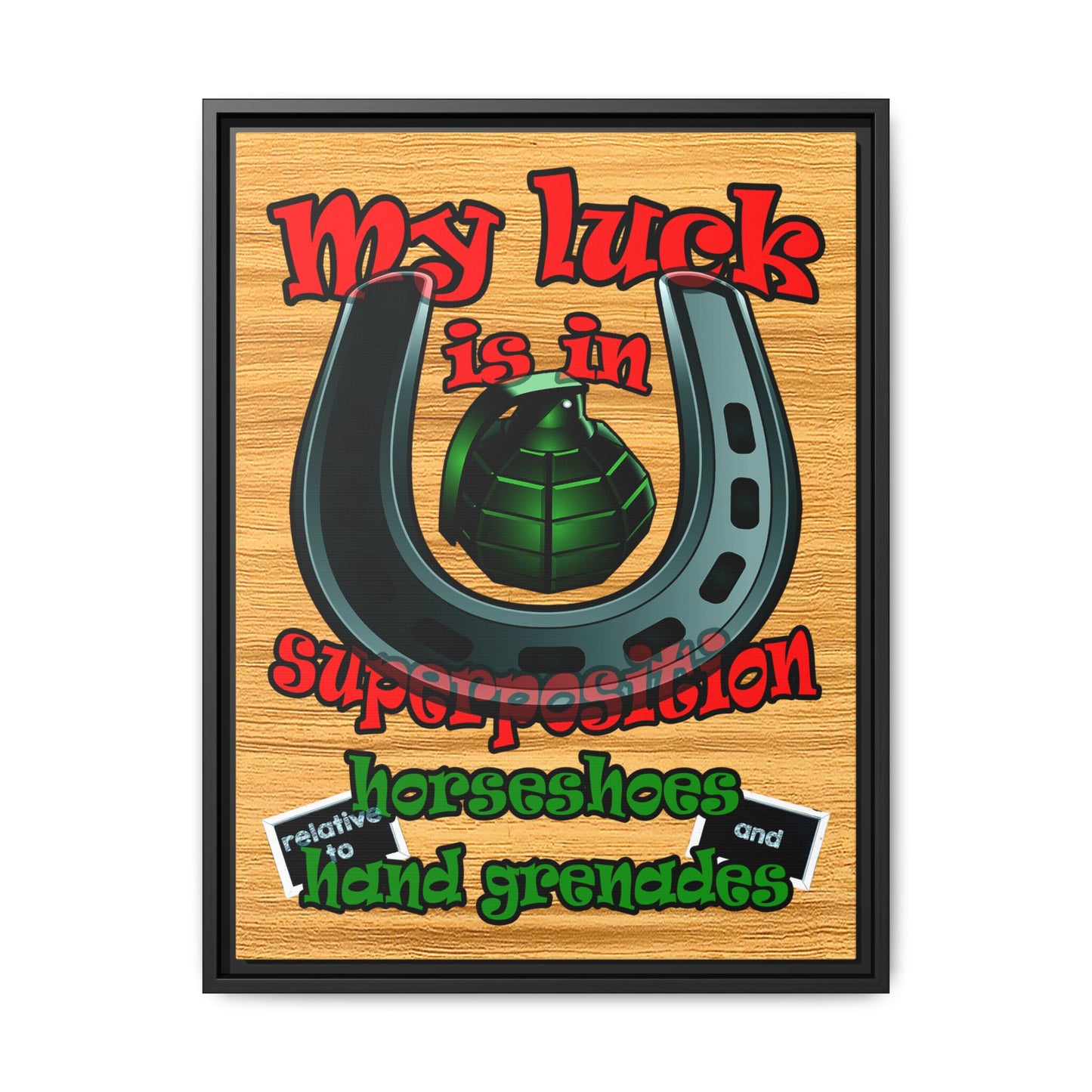 my luck - framed canvas art (butterscotch wood finish)