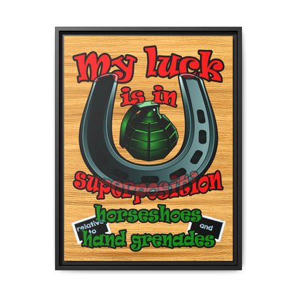 my luck - framed canvas art (butterscotch wood finish)