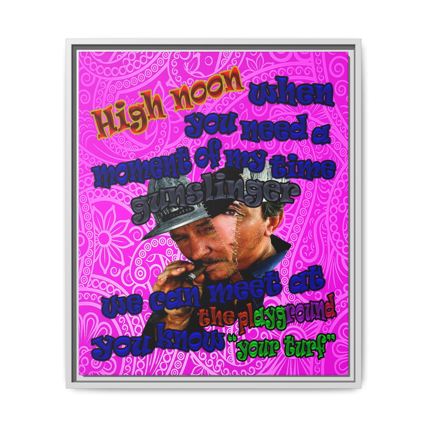high noon - framed canvas art (pink swirl)