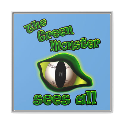 green monster - framed canvas art (light blue)