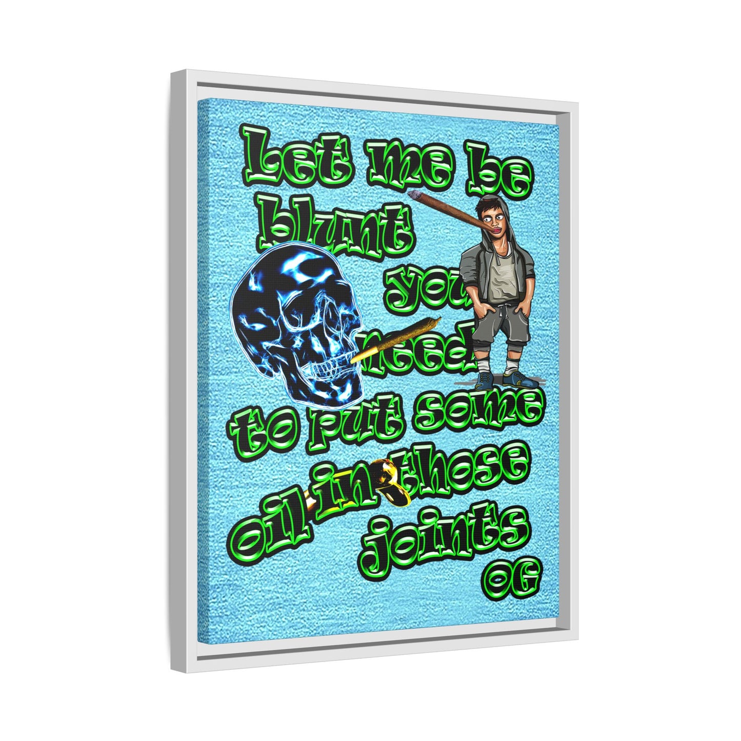 og - framed canvas art (faded blue)